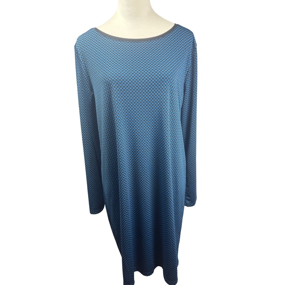 Tommy Hilfiger Dress‎ Womens XL Blue Black Long Sleeve Geometric Print Pullover
